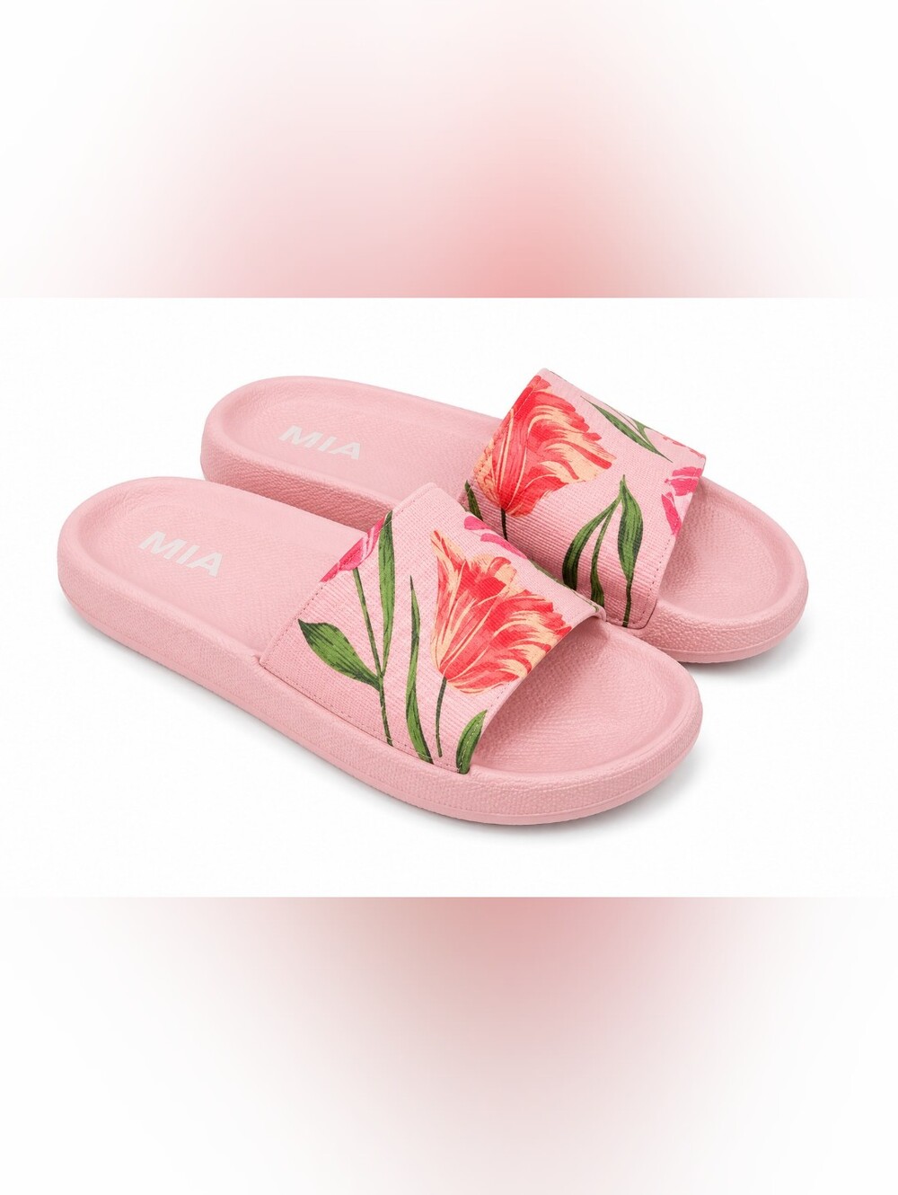NIB MIA Little Lexa Girls 1 Pink Floral Pool Slide Sandals Cottagecore Tulip